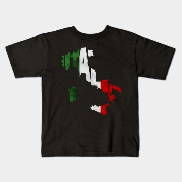 Italy Typo Map Kids T-Shirt by inspirowl